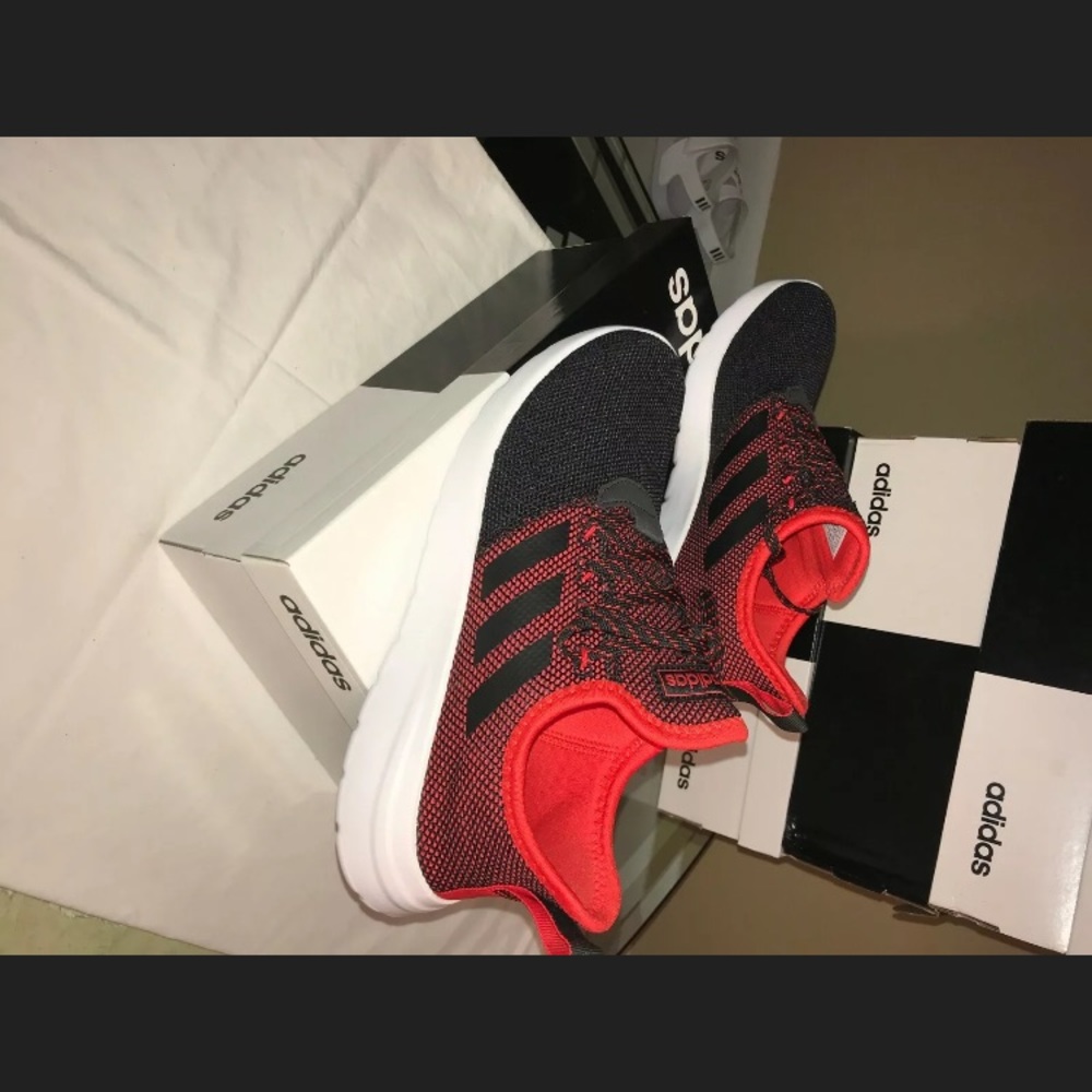 ADIDAS LITE RACR RBN CORE BLACK ACTIVE RED SIZE 9 - Picture 2 of 5